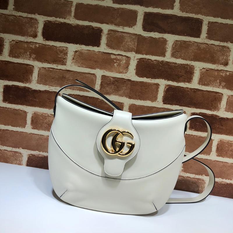 Gucci Shoulder HandBag 568857 Plain grain full leather white